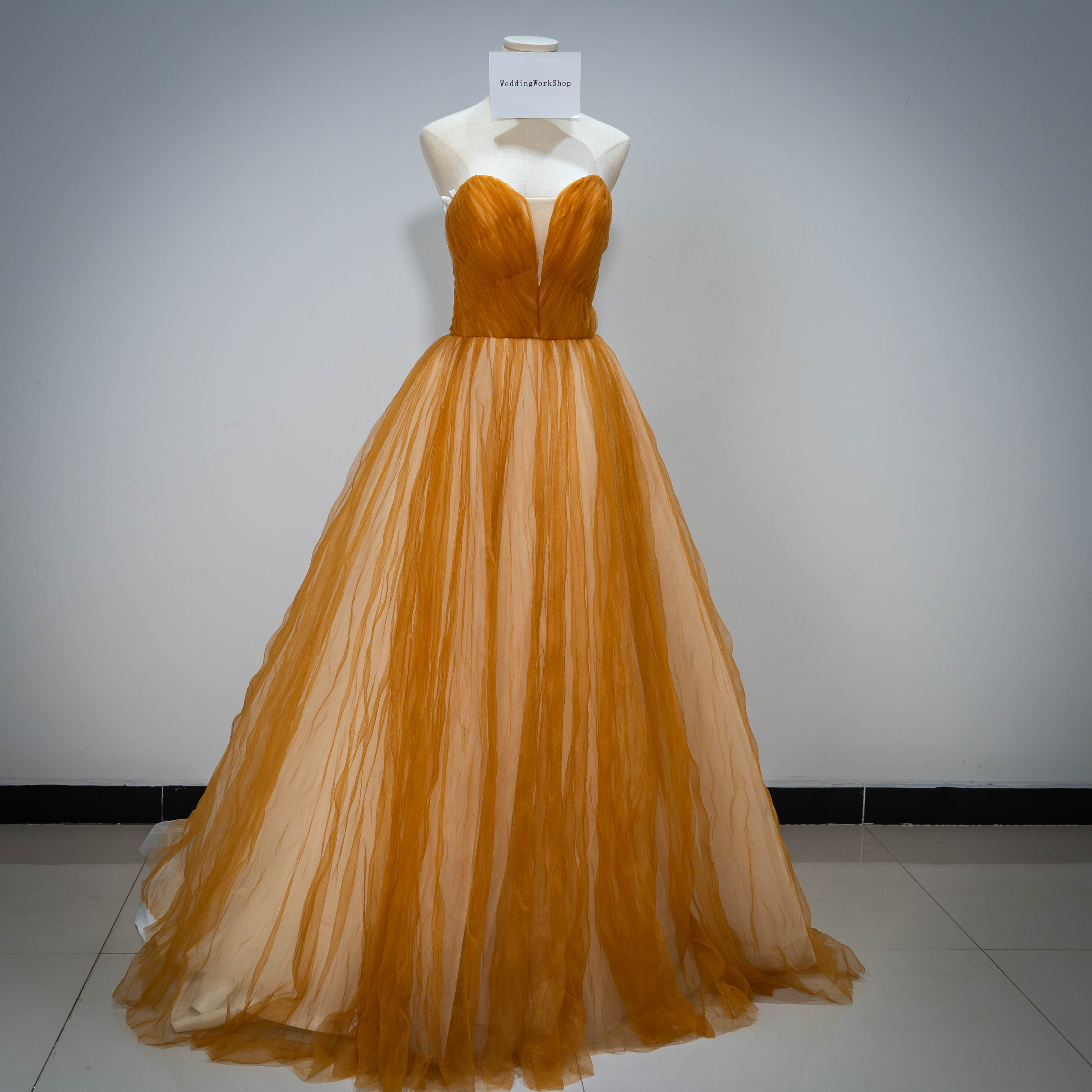 パステルイエロー ハンドメイド チューブトップロングワンピース/デート/音楽会 /花嫁/パーティー/二次会G144