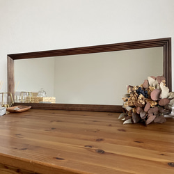 オールドチーク材のミラー 60cm×40cm 壁掛け鏡 チーク無垢材フレーム