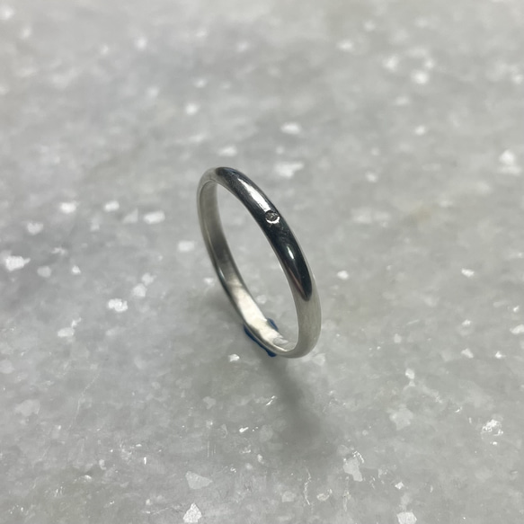 シルバー950】埋め込み石の甲丸ストレートリング 指輪・リング Alcor
