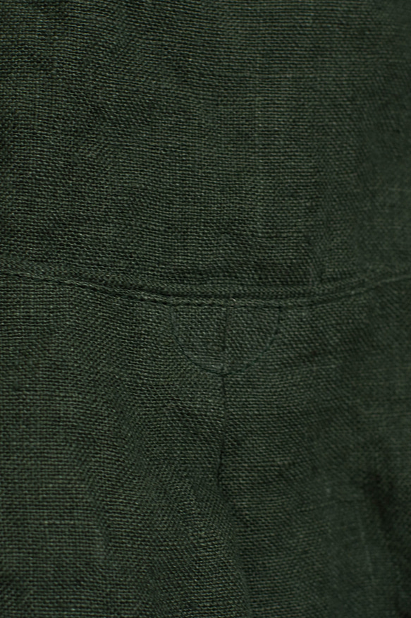 リネンのふんわり羽織り物ベスト　深緑色 6枚目の画像