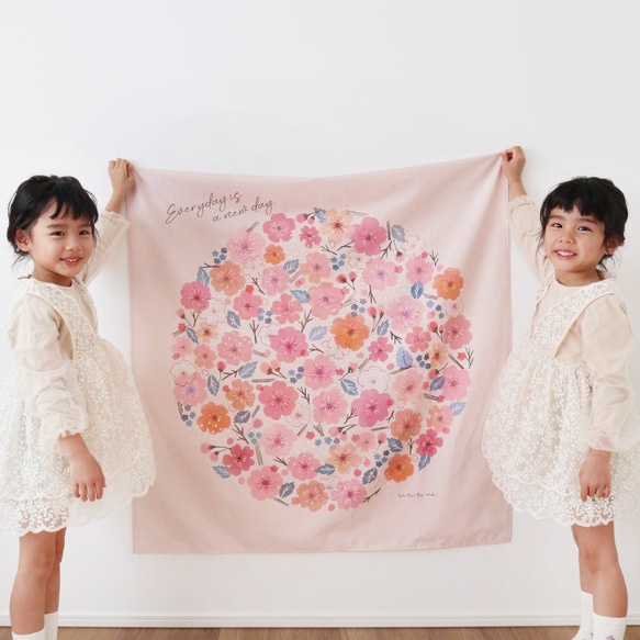 桜円のタペストリー／ひな祭り 大サイズ（壁掛け 簡単) ミシン仕上げ