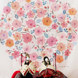 【特集掲載】お家でお花見 桜円のタペストリー/ひな祭り 大サイズ（壁掛け 簡単) ミシン仕上げ　 3枚目の画像