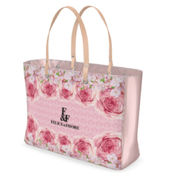 【ビッグサイズ】デザイントートバッグ ビッグ 花柄 ロゴ ピンク 桜 サクラ 牡丹 トート バッグ カバン オシャレ 春 1枚目の画像