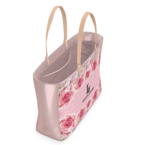 スモール】デザイントートバッグ ビッグ 花柄 ロゴ ピンク 桜