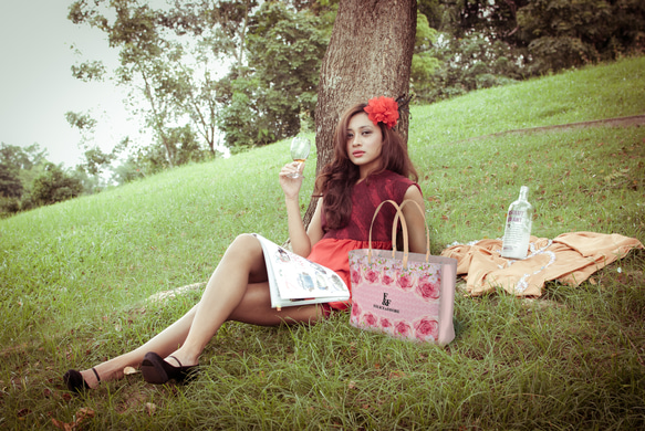 【スモール】デザイントートバッグ ビッグ 花柄 ロゴ ピンク 桜 サクラ 牡丹 トート バッグ カバン オシャレ 春 5枚目の画像