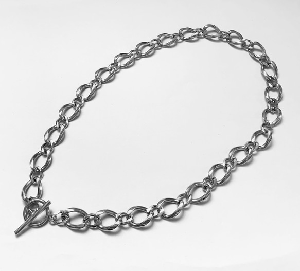 【eve】chain necklace 　チェーンマンテルネックレス 　コンビチェーン　ステンレス　シルバー 4枚目の画像