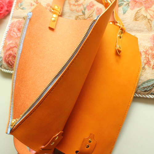 ボトルバッグ (ツイン) イエロー 山吹色 牛革 レザー ワインや日本酒