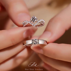 2本セット カップル 夫婦 スーパーオーラ モアッサナイト 王冠