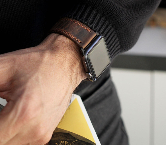 Apple Watch 革 ベルト アンティーク ブラウン 1枚目の画像