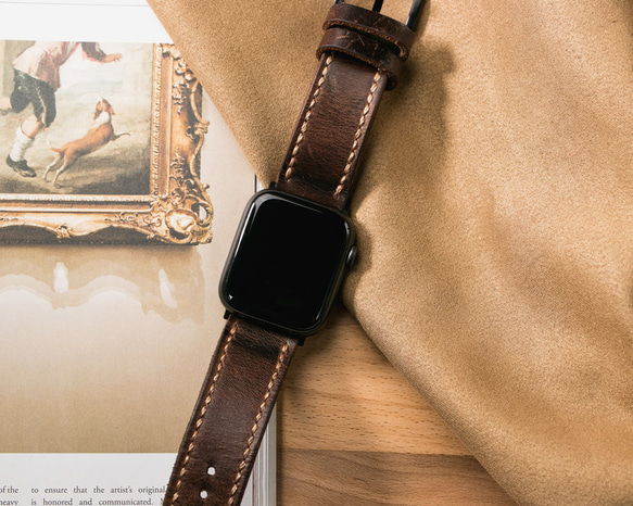 Apple Watch 革 ベルト アンティーク ブラウン 15枚目の画像