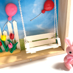 ☆ミニチュア用フレームBOX 白いブランコ(受注生産)　　シルバニアファミリー　人形　ドールハウス 5枚目の画像