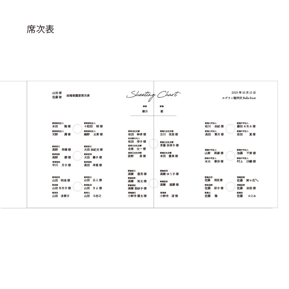 【プロフィール入り席次表】〜50名式にオススメ　少人数/正方形/シンプル/ナチュラル/ラスティック/正方形/三つ折り 8枚目の画像