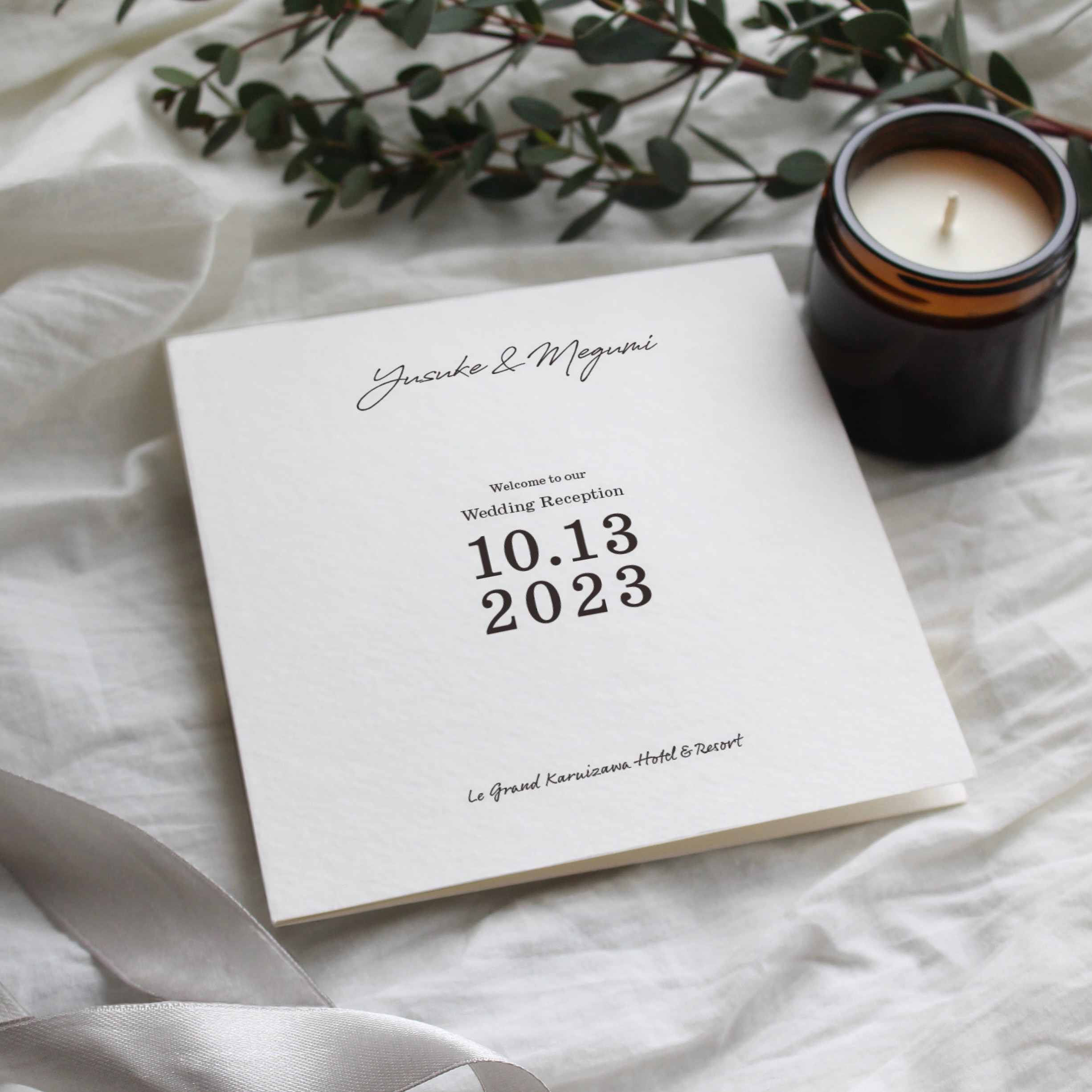 【プロフィール入り席次表】〜50名式にオススメ　少人数/正方形/シンプル/ナチュラル/ラスティック/正方形/三つ折り