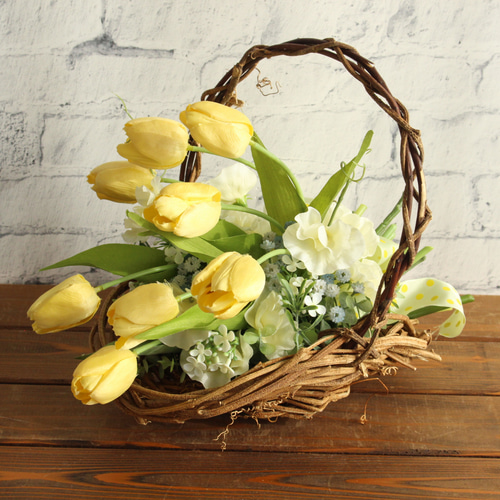 専用 お正月アレンジメント オレンジチューリップ クレイフラワー 要望を伺って製作する正月のフラワーアレンジメント