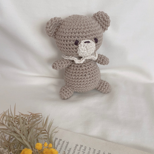 【展示用】　あみぐるみ くまさん♡ シックな装いのあみぐるみくまちゃん☆あみぐるみ☆編みぐるみ