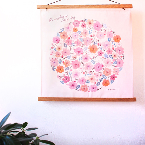 桜円のタペストリー／ひな祭り 中サイズ（壁掛け 簡単) ミシン仕上げ