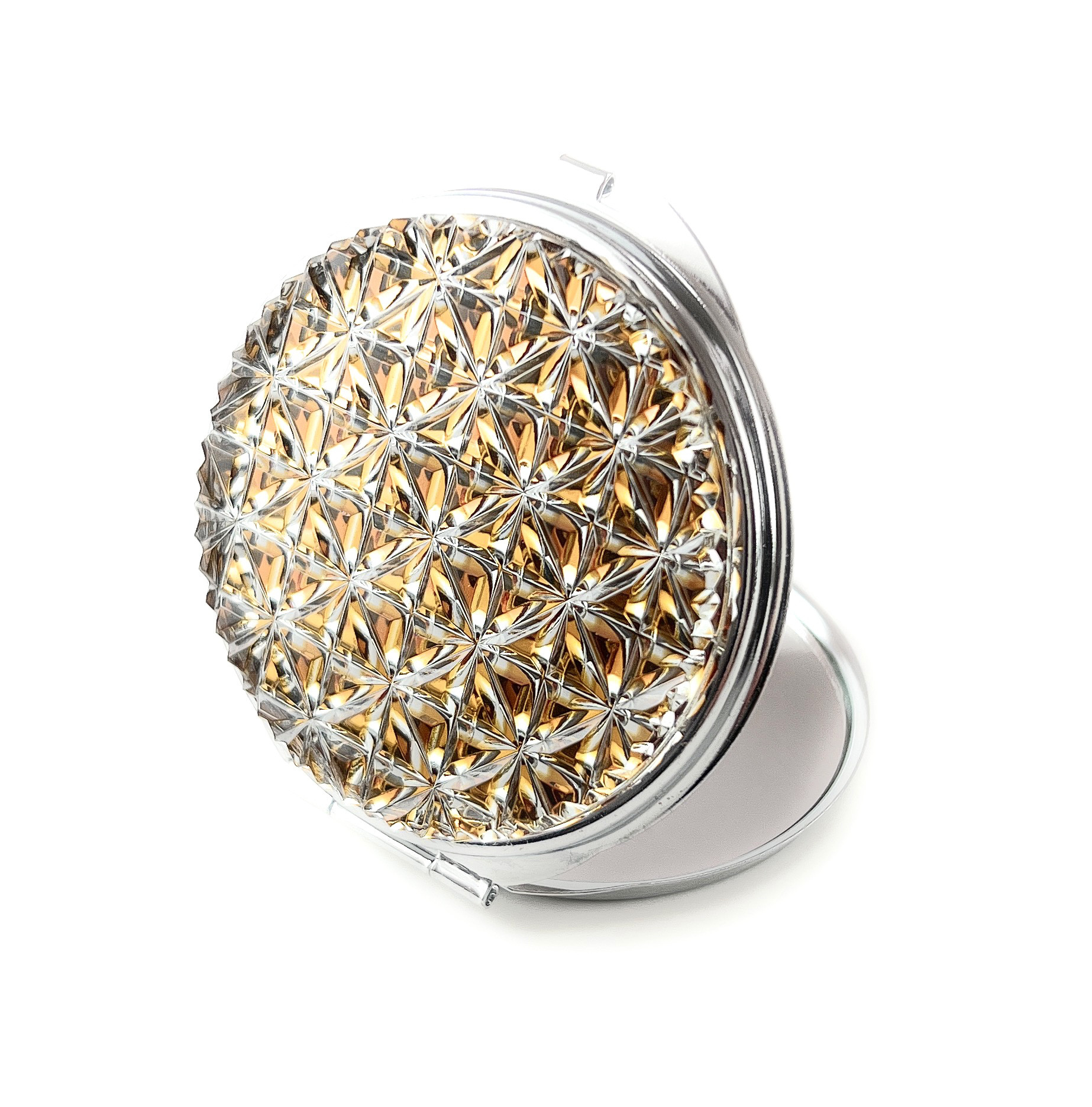 東京切子コンパクトミラー　麻乃葉　Silver  "Citrine" ~シトリン〜