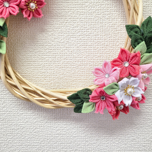 つまみ細工リース 【桜】 送料無料 リース kirarin 通販 つまみ細工リース 【桜】 送料無料 リース kirarin 通販