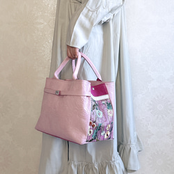 プリモ ハンドバッグ ローズ ベビーピンク 花 刺繍 18枚目の画像