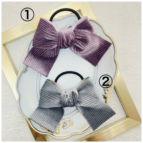 足つきコーデュロイリボン ヘアゴム feliiice35 通販 15400786｜Creema