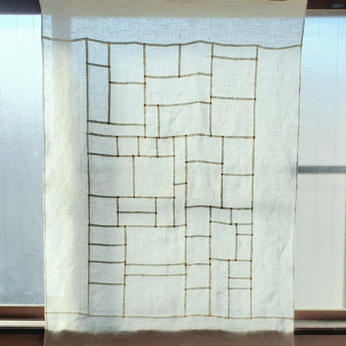 ③ ポジャギ　ハンドメイド　リネン100% 麻　白　ホワイト　70×78 受注制作c》ポジャギ リネン 白 その他インテリア雑貨 yuki.h.k 通販