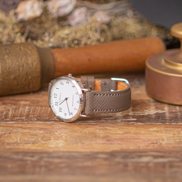 【新品】Vaux Epson Etoupe Greige 皮革錶帶手錶 第2張的照片