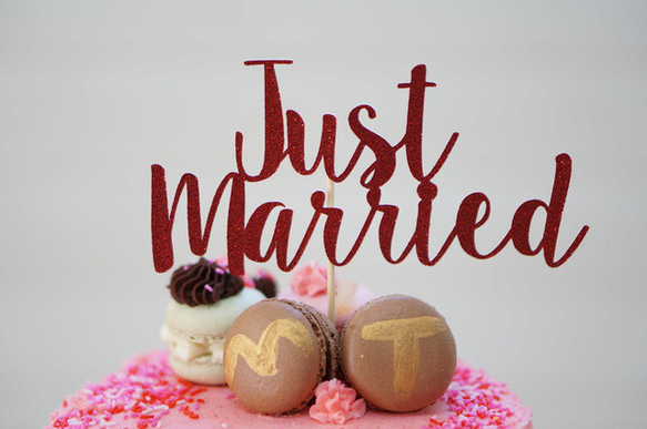 Just Married 4 ウェディング 結婚式 ケーキトッパー　（カラーアクリル変更可） 4枚目の画像