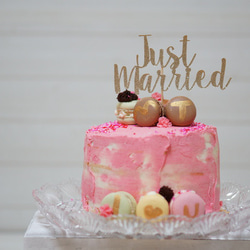 Just Married 4 ウェディング 結婚式 ケーキトッパー　（カラーアクリル変更可） 5枚目の画像