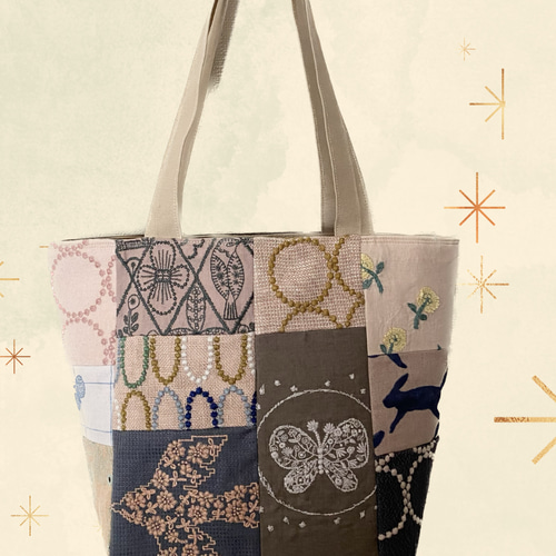 w)ミナペルホネン☆ハンドメイド 肩掛けパッチバッグ