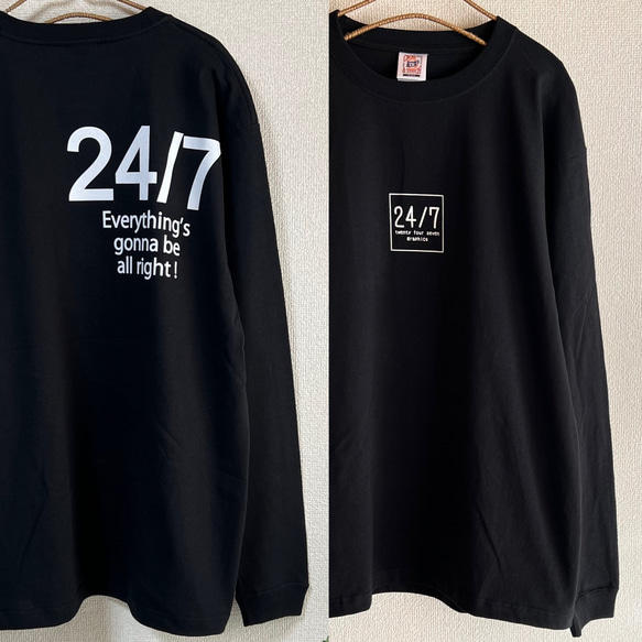 勇気湧く！メンズ ロンT《ブラック》 メンズM～XXL（3L）/ユニ 
