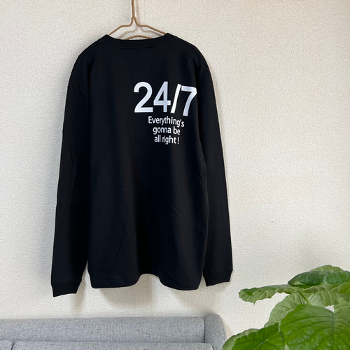 勇気湧く！メンズ ロンT《ブラック》 メンズM～XXL（3L）/ユニ 