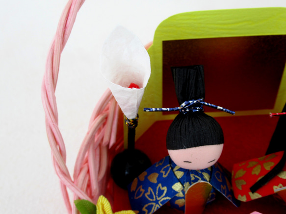 揺りかごに入ったひな人形かご飾り　23-3 7枚目の画像