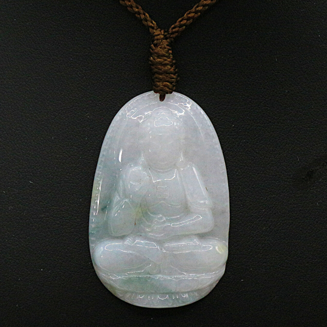 本翡翠　如来様　k18ペンダントトップ a20 受注製作 k18金ゴールド 天然 雫 本翡翠 ペンダント