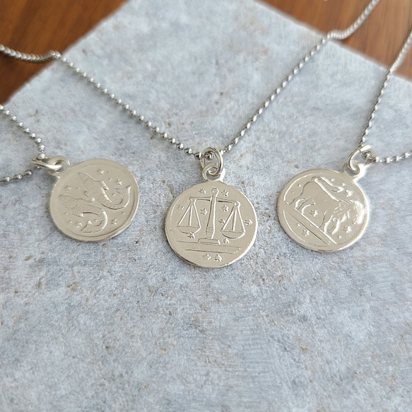 【選べる12星座】The Zodiac sign Coin Necklace / SV925 / サージカルステンレス 8枚目の画像