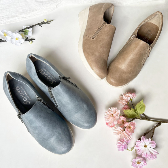 Slip-on slip-on 1905 春季限定 白色鞋底 W 拉鍊，易於穿脫 第1張的照片