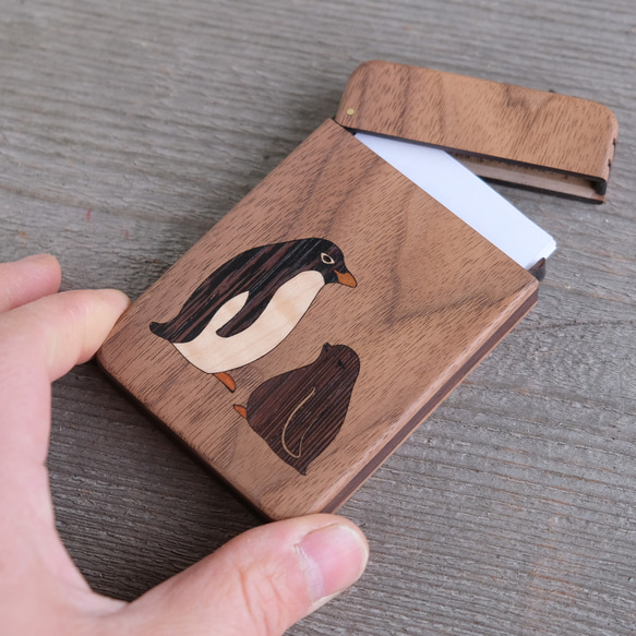 木質名片夾【阿德利企鵝之家】胡桃木 第2張的照片