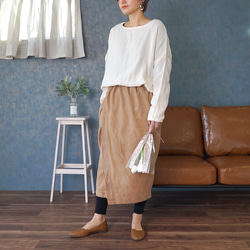 【福袋】ゆったりガーゼロンT/生成り＋コクーン巻きスカート/ブラウン 1枚目の画像