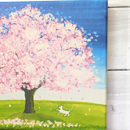 春だ』 キャンバス プリント 桜 春 猫 風景画 アクリル画 風水 春だ』 キャンバス プリント 桜 春 猫 風景画 アクリル画 風水
