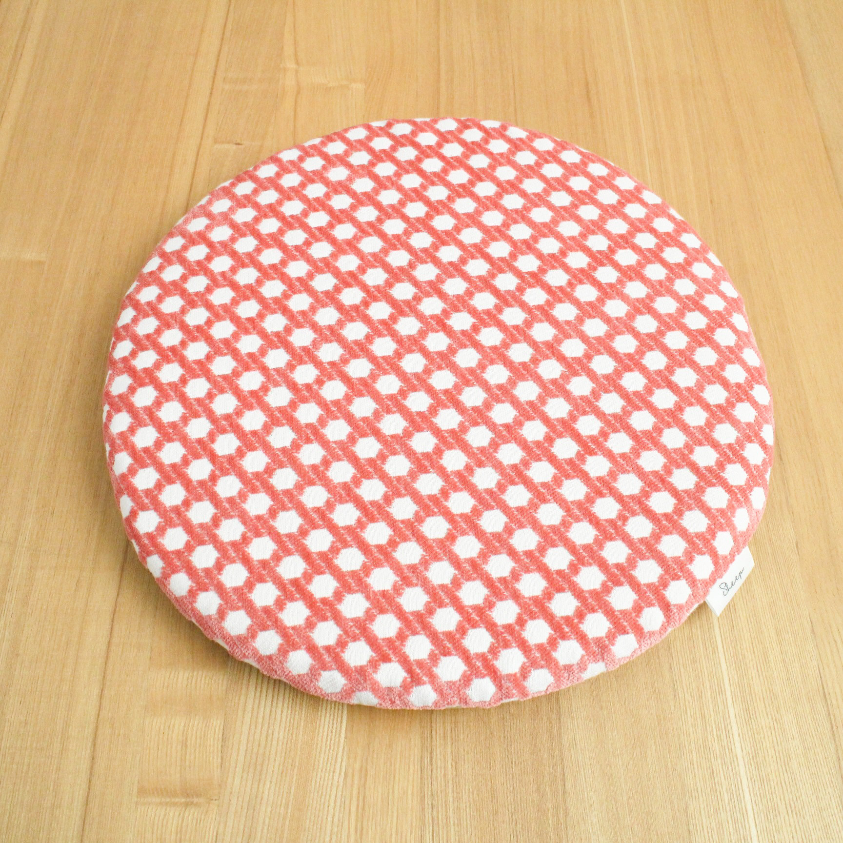 座布団/チェアパット/丸型　【ピンク　ドット柄】