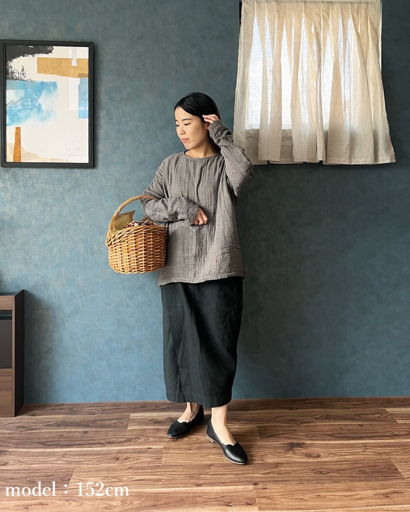【福袋】寬鬆紗布T卹/灰色+繭形裹身裙/黑色 第19張的照片
