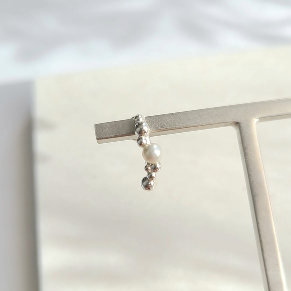 【Pearl ＋ Grains】Mini Pierced Earrings/ SV925  ≪送料無料≫ 10枚目の画像