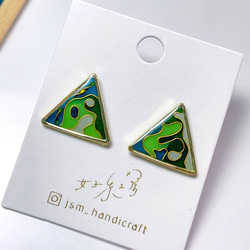 苔蘚軌跡 | 耳環 Traces of moss Earrings | cloisonné 第2張的照片