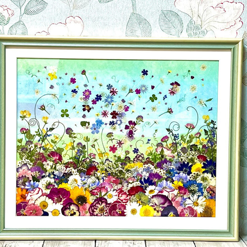 【最終値下げ】押し花アート♡癒やしの風景♡絵画 インテリア 額 額装 アート 最終値下げ】押し花アート♡癒やしの風景♡絵画 インテリア 額