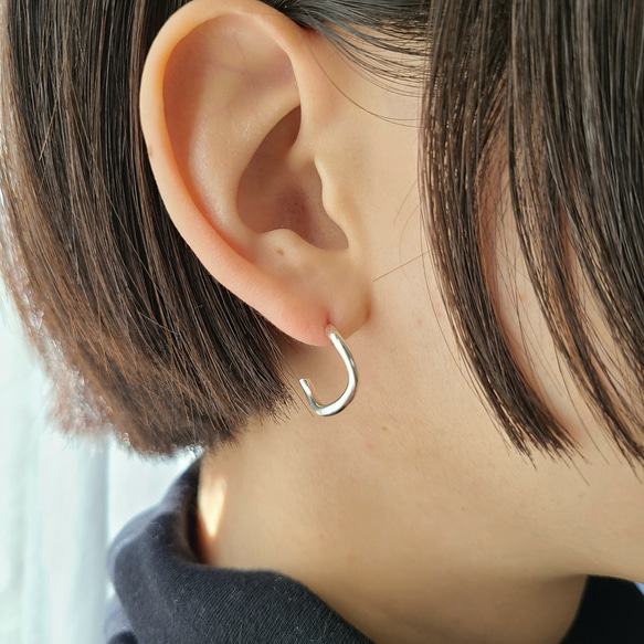 Wave Half hoop Pierced Earrings / SV925 ≪送料無料≫ 9枚目の画像