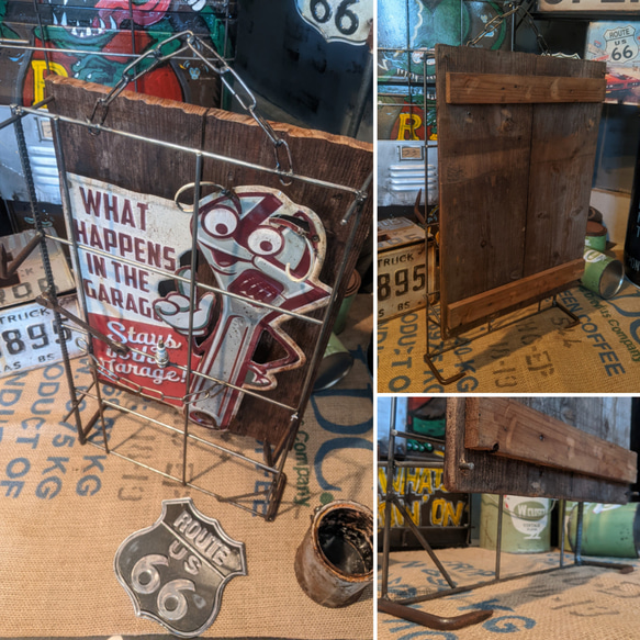 アメリカンガレージ ツールホルダー 自立式看板 工具掛け ガレージライフ #ツールボックス #パンチングボード ガレージ アメリカンガレージ 工具掛け #ブリキ看板 シャビー缶