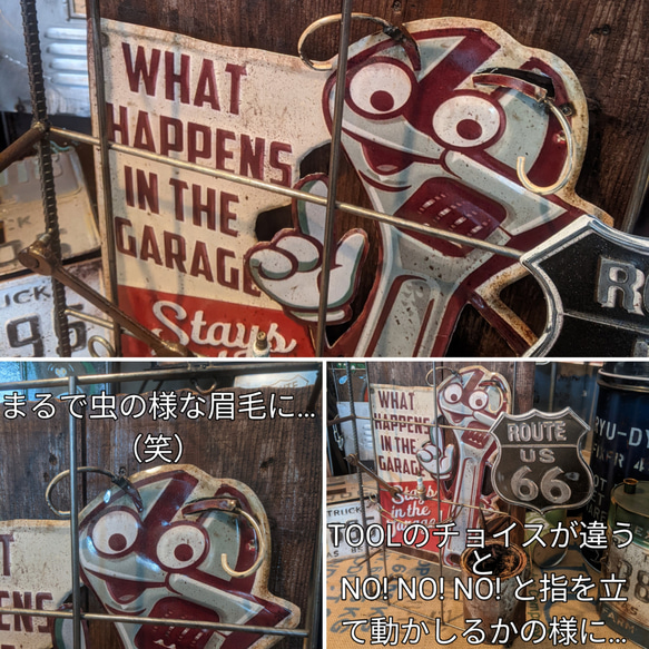 アメリカンガレージ ツールホルダー 自立式看板 工具掛け ガレージライフ #ツールボックス #パンチングボード ガレージ アメリカンガレージ 工具掛け #ブリキ看板 シャビー缶