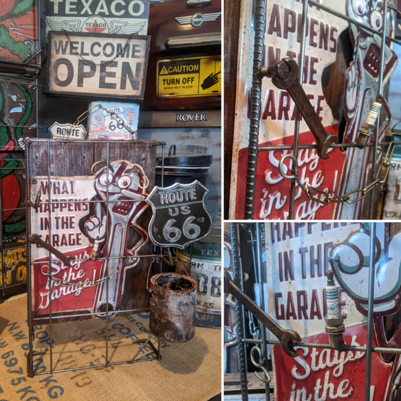 アメリカンガレージ ツールホルダー 自立式看板 工具掛け ガレージライフ #ツールボックス #パンチングボード ガレージ アメリカンガレージ 工具掛け #ブリキ看板 シャビー缶