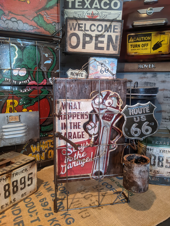 アメリカンガレージ ツールホルダー 自立式看板 工具掛け ガレージライフ #ツールボックス #パンチングボード ガレージ アメリカンガレージ 工具掛け #ブリキ看板 シャビー缶