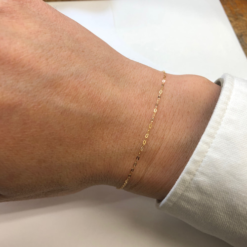 K18イエローゴールド 平アズキチェーンブレスレット16cm 本物 18 K18イエローゴールド 平アズキチェーンブレスレット16cm 本物 18