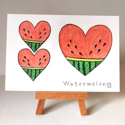 『Watermelon（ハートのスイカ）』ペン画 1枚目の画像